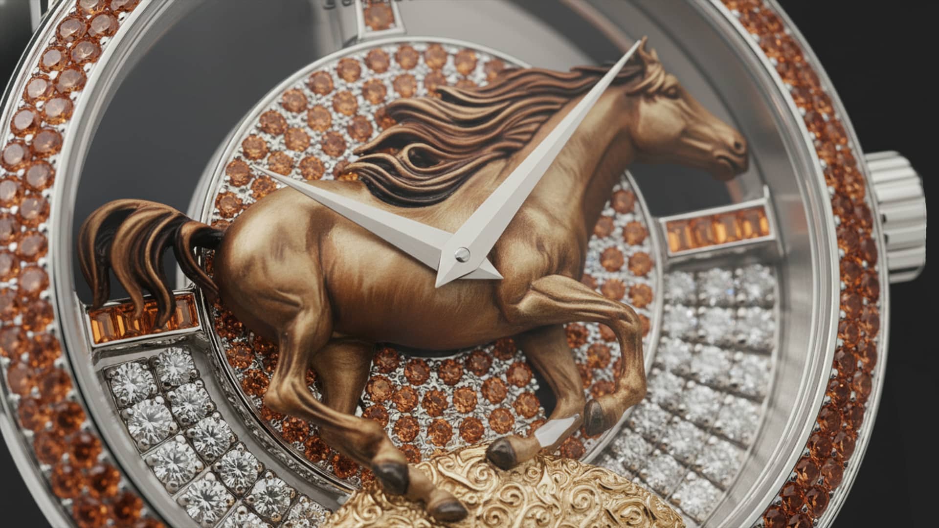 Magic Moon Fire Horse Luxury Watch Sarcar Detail